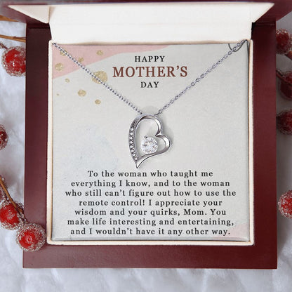 HAPPY MOTHERS DAY, FOREVER LOVE NECKLACE FOR MOM, NECKLACE WITH MESSAGE CARD, BIRTHDAY, MOTHER'S DAY GIFT FOR HER, FROM DAUGHTER/SON