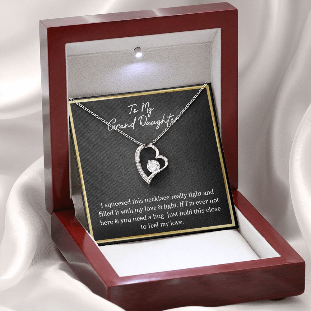MY GRANDDAUGHTER, FOREVER LOVE NECKLACE WITH MESSAGE CARD FOR GRANDDAUGHTER, BIRTHDAY GIFT FOR HER, FROM GRANDMA/GRANDPA