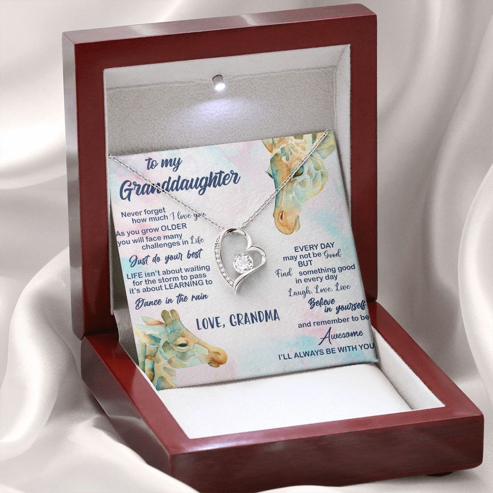 TO MY GRANDDAUGHTER, FOREVER LOVE NECKLACE WITH MESSAGE CARD FOR GRANDDAUGHTER, BIRTHDAY GIFT FOR HER, FROM GRANDMA