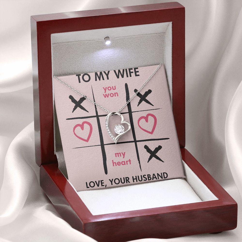 Forever Love Necklace, You Won My Heart, Wife Necklace With Message Card, Birthday Gift For Her