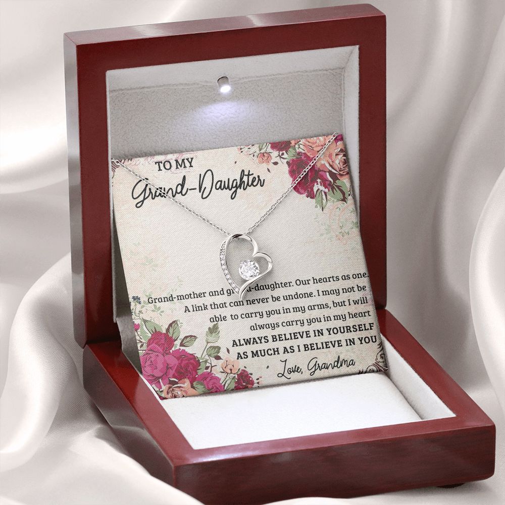 GRANDMOTHER AND GRANDDAUGHTER, FOREVER LOVE NECKLACE WITH MESSAGE CARD FOR GRANDDAUGHTER, BIRTHDAY GIFT FOR HER, FROM GRANDMA