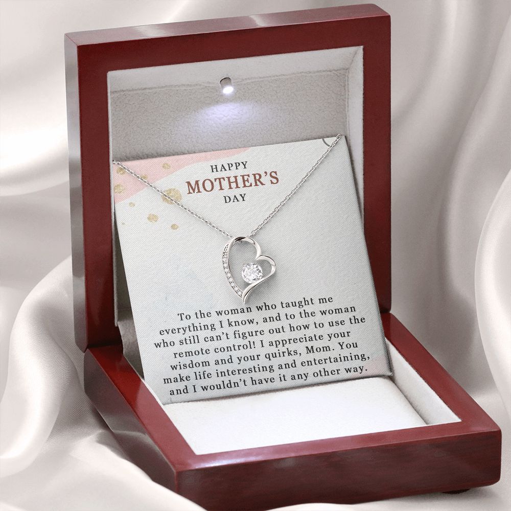 HAPPY MOTHERS DAY, FOREVER LOVE NECKLACE FOR MOM, NECKLACE WITH MESSAGE CARD, BIRTHDAY, MOTHER'S DAY GIFT FOR HER, FROM DAUGHTER/SON