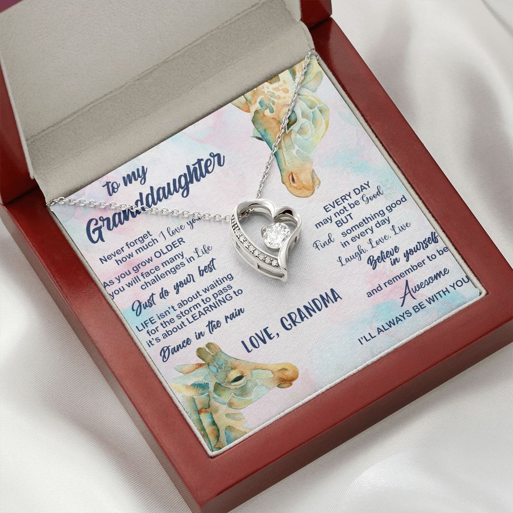TO MY GRANDDAUGHTER, FOREVER LOVE NECKLACE WITH MESSAGE CARD FOR GRANDDAUGHTER, BIRTHDAY GIFT FOR HER, FROM GRANDMA
