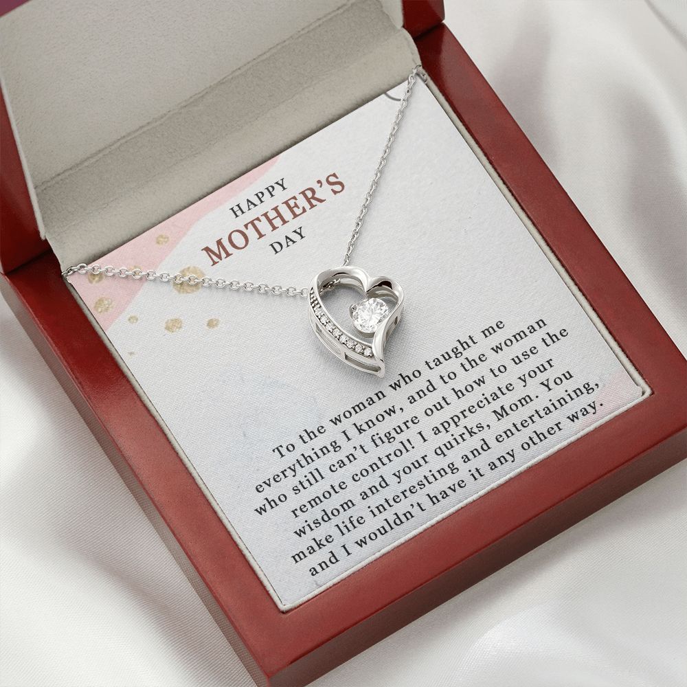 HAPPY MOTHERS DAY, FOREVER LOVE NECKLACE FOR MOM, NECKLACE WITH MESSAGE CARD, BIRTHDAY, MOTHER'S DAY GIFT FOR HER, FROM DAUGHTER/SON