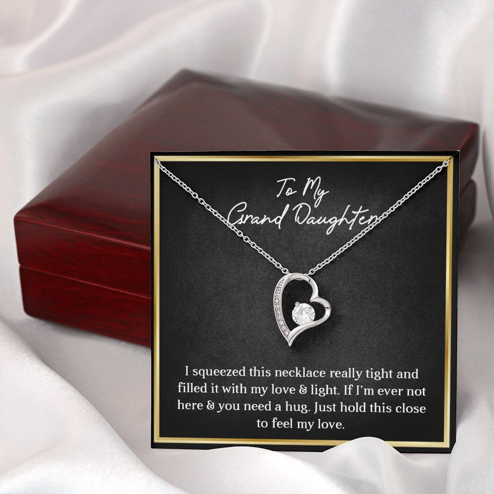 MY GRANDDAUGHTER, FOREVER LOVE NECKLACE WITH MESSAGE CARD FOR GRANDDAUGHTER, BIRTHDAY GIFT FOR HER, FROM GRANDMA/GRANDPA