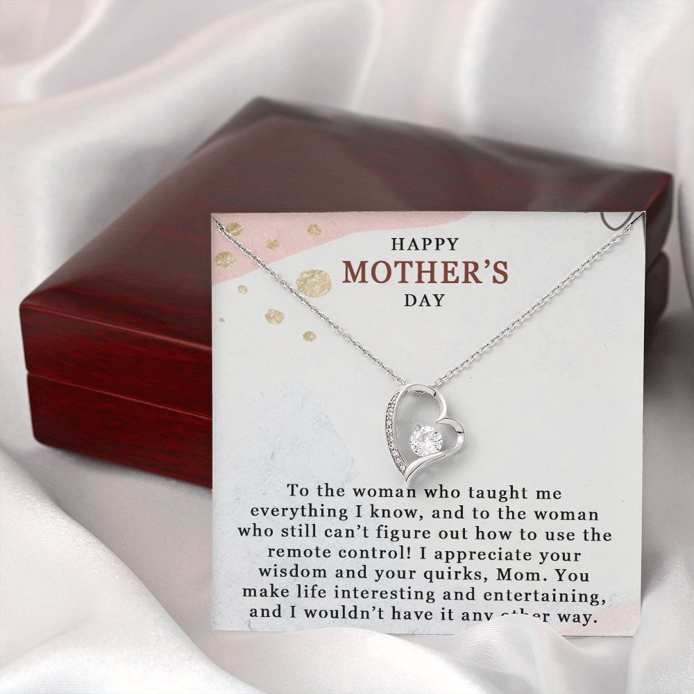HAPPY MOTHERS DAY, FOREVER LOVE NECKLACE FOR MOM, NECKLACE WITH MESSAGE CARD, BIRTHDAY, MOTHER'S DAY GIFT FOR HER, FROM DAUGHTER/SON