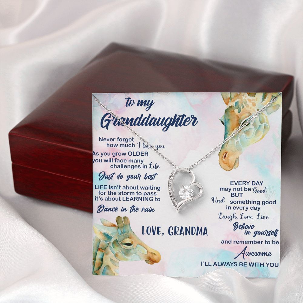 TO MY GRANDDAUGHTER, FOREVER LOVE NECKLACE WITH MESSAGE CARD FOR GRANDDAUGHTER, BIRTHDAY GIFT FOR HER, FROM GRANDMA