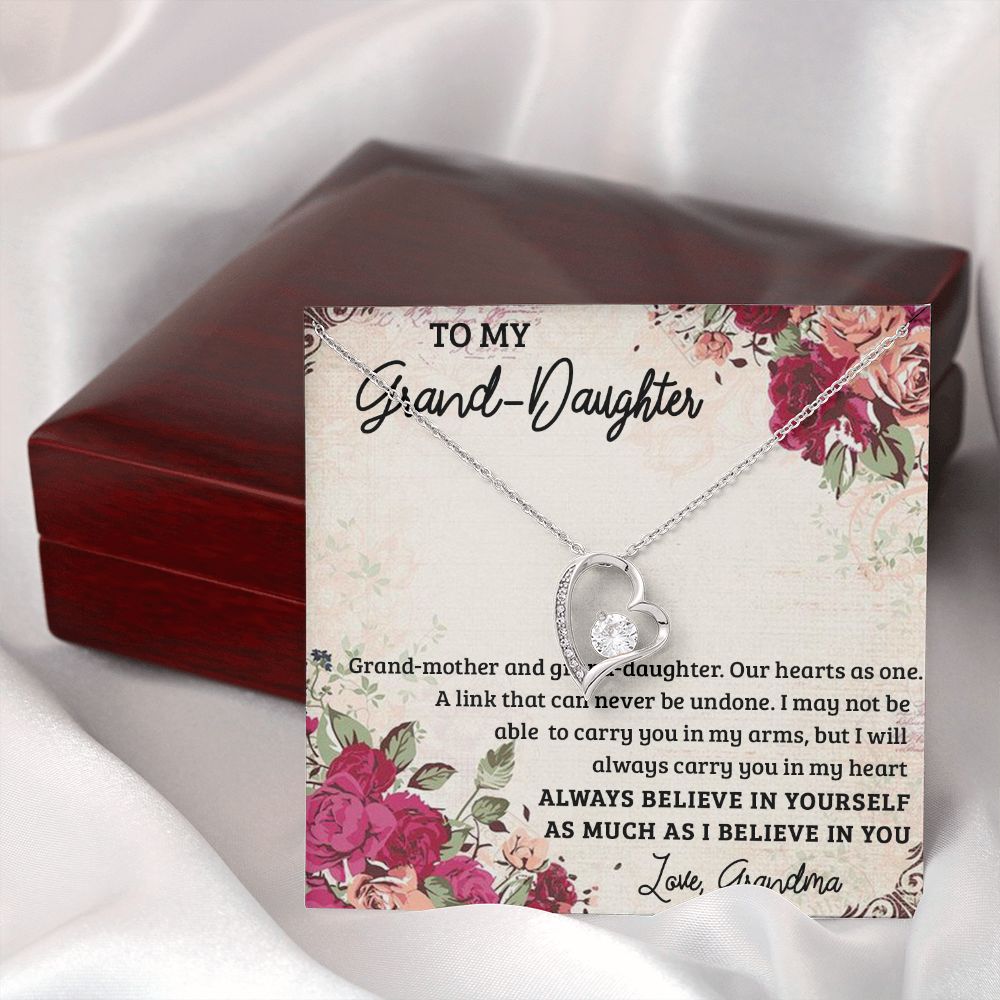 GRANDMOTHER AND GRANDDAUGHTER, FOREVER LOVE NECKLACE WITH MESSAGE CARD FOR GRANDDAUGHTER, BIRTHDAY GIFT FOR HER, FROM GRANDMA