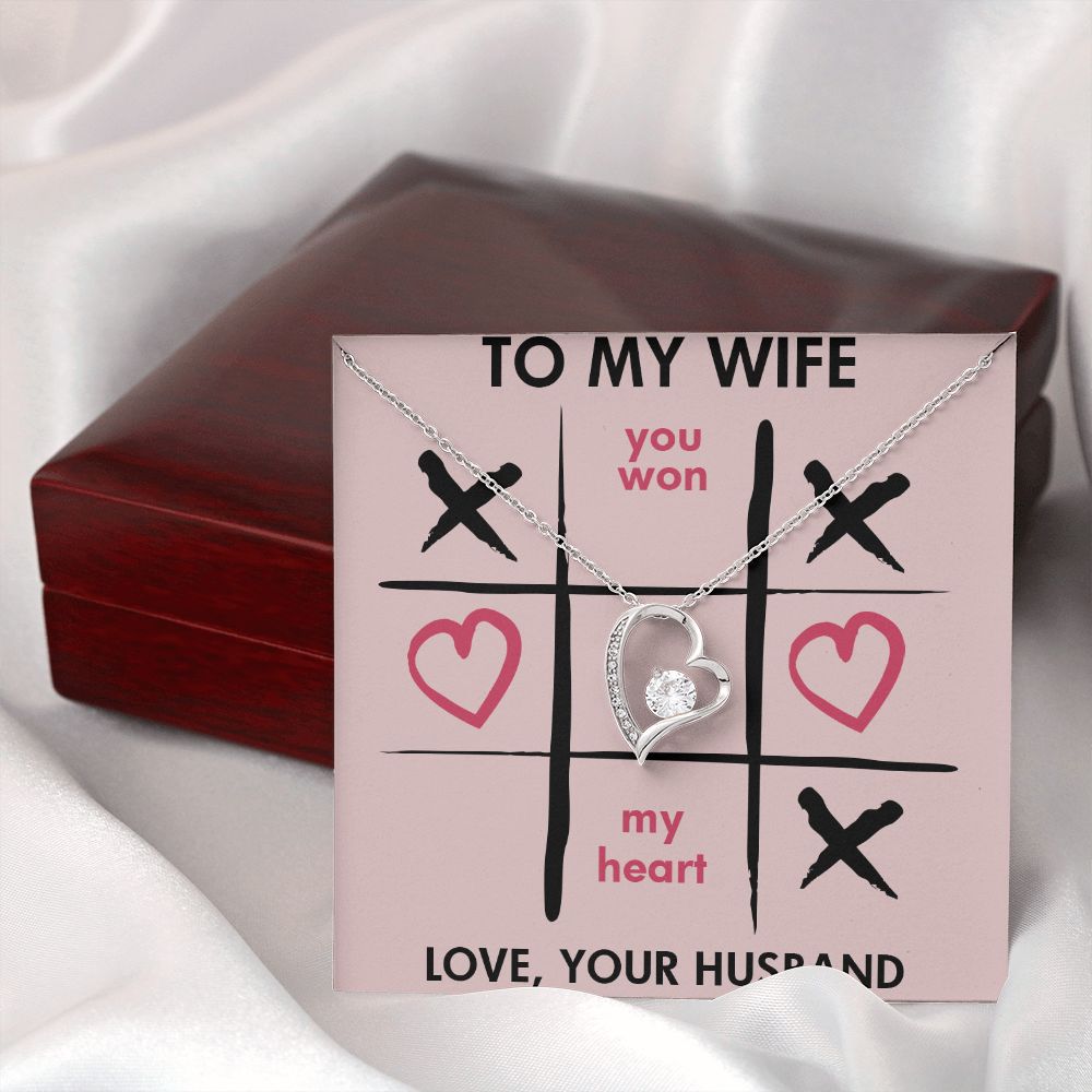 Forever Love Necklace, You Won My Heart, Wife Necklace With Message Card, Birthday Gift For Her
