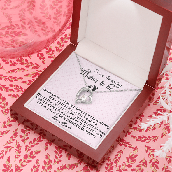To An Amazing Mama To Be, Forever Love Necklace, Customized Pendant For Newly Mom, Birthday, Mother's Day, Christmas, Anniversary, Gift For Her Valentine's Day, Jewelry For Mom