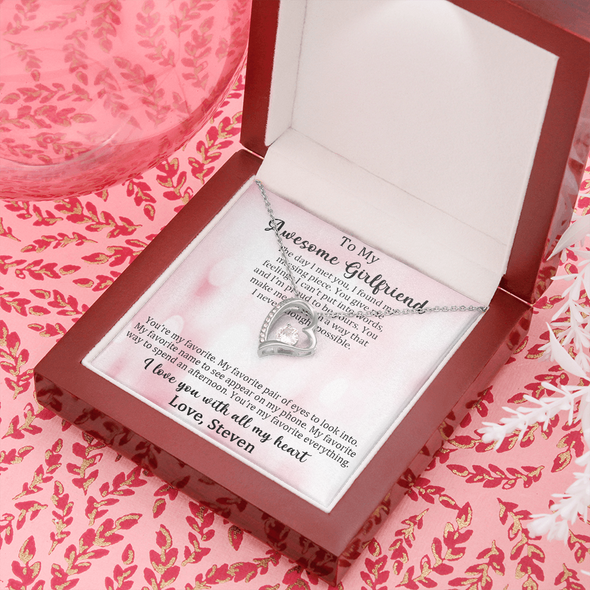 To My Awesome Girlfriend, Forever Love Necklace, Customized Pendant For Her, Birthday Gift, Christmas, Anniversary, Gift For Her, Valentine's Day, Jewelry For Her