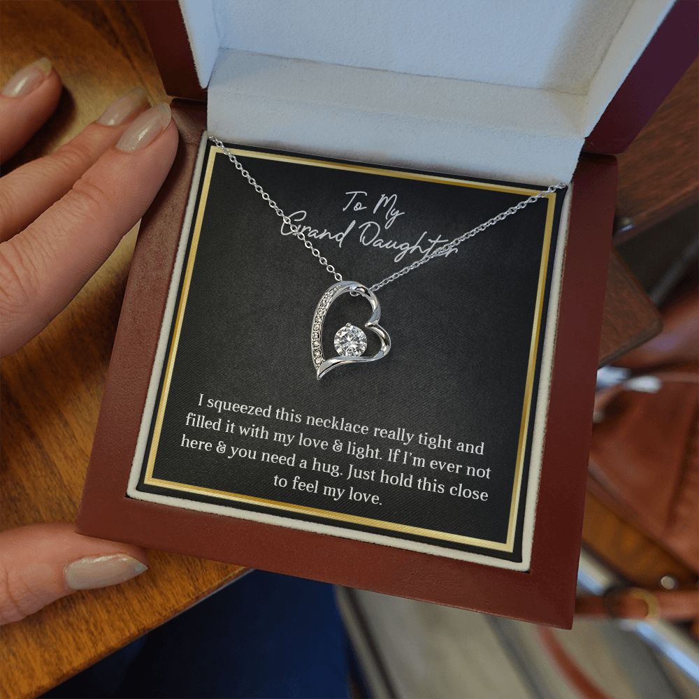 MY GRANDDAUGHTER, FOREVER LOVE NECKLACE WITH MESSAGE CARD FOR GRANDDAUGHTER, BIRTHDAY GIFT FOR HER, FROM GRANDMA/GRANDPA