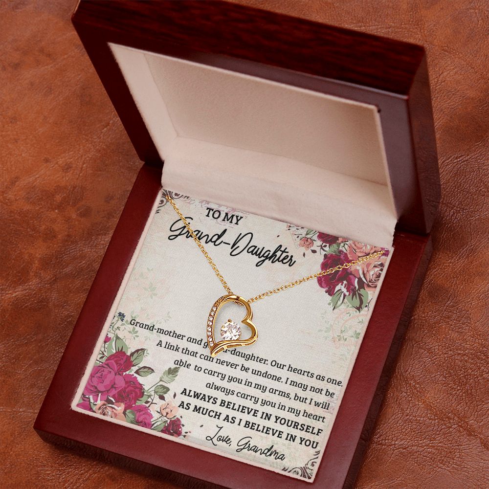 GRANDMOTHER AND GRANDDAUGHTER, FOREVER LOVE NECKLACE WITH MESSAGE CARD FOR GRANDDAUGHTER, BIRTHDAY GIFT FOR HER, FROM GRANDMA