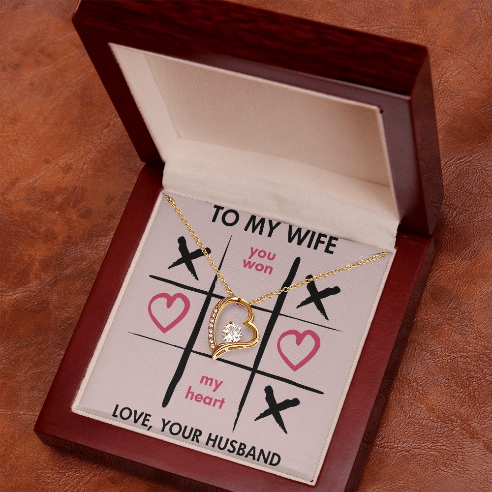 Forever Love Necklace, You Won My Heart, Wife Necklace With Message Card, Birthday Gift For Her