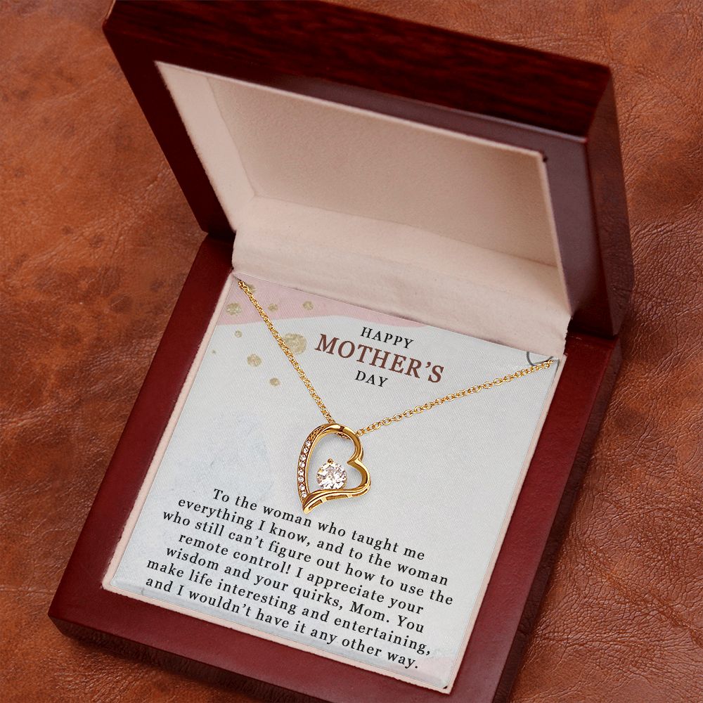 HAPPY MOTHERS DAY, FOREVER LOVE NECKLACE FOR MOM, NECKLACE WITH MESSAGE CARD, BIRTHDAY, MOTHER'S DAY GIFT FOR HER, FROM DAUGHTER/SON