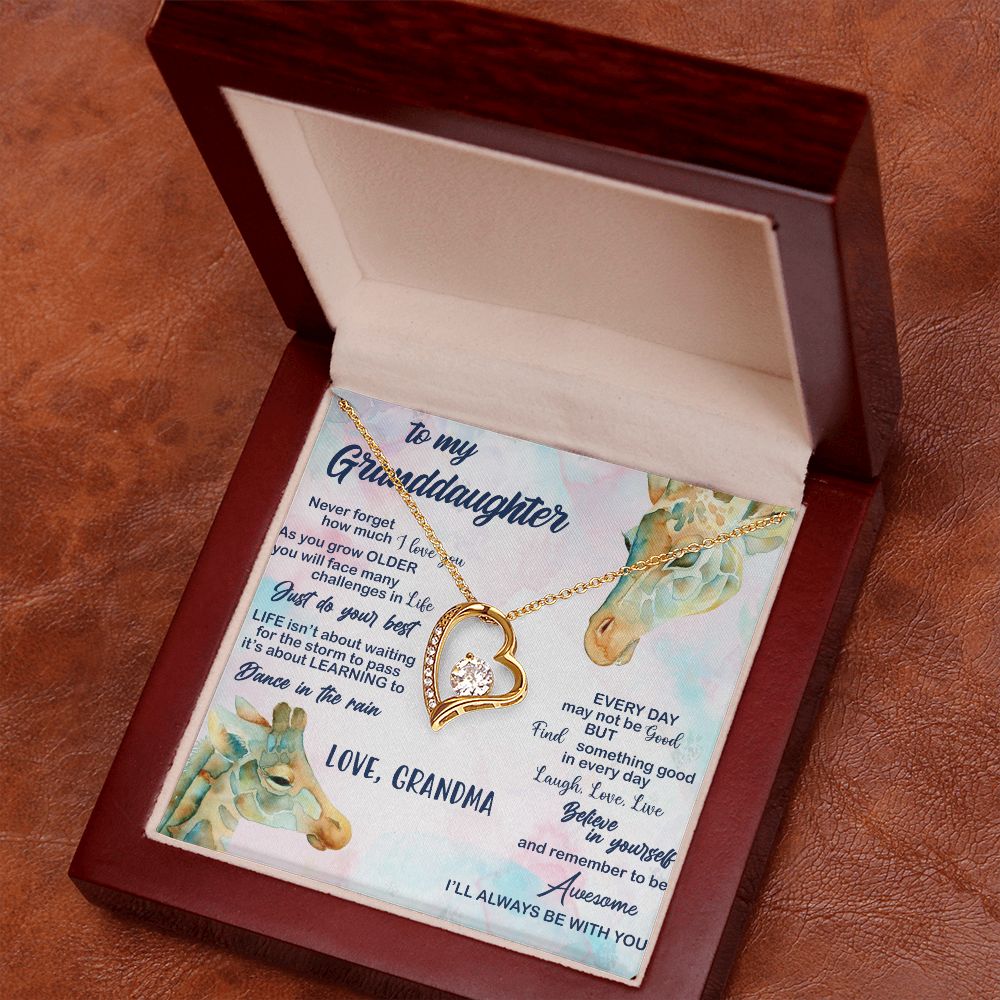 TO MY GRANDDAUGHTER, FOREVER LOVE NECKLACE WITH MESSAGE CARD FOR GRANDDAUGHTER, BIRTHDAY GIFT FOR HER, FROM GRANDMA