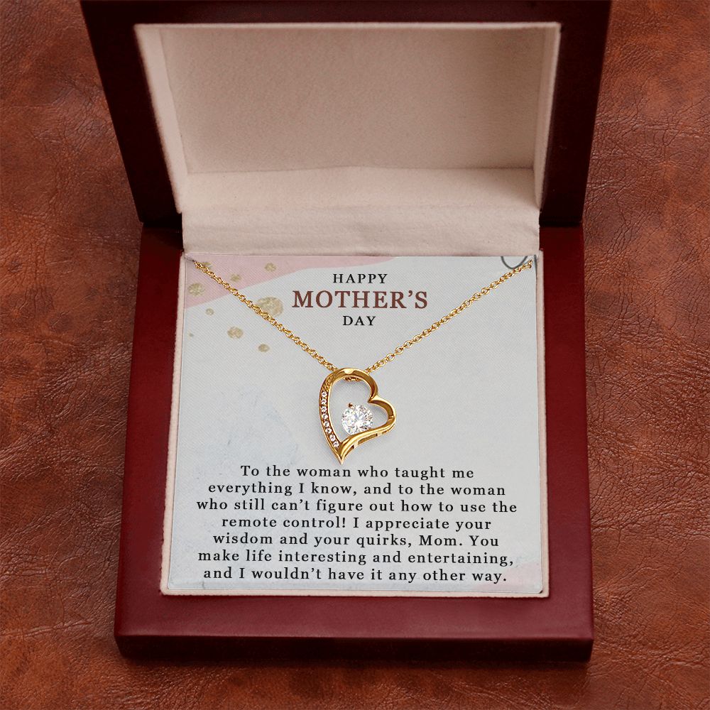 HAPPY MOTHERS DAY, FOREVER LOVE NECKLACE FOR MOM, NECKLACE WITH MESSAGE CARD, BIRTHDAY, MOTHER'S DAY GIFT FOR HER, FROM DAUGHTER/SON