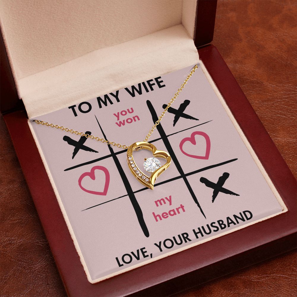 Forever Love Necklace, You Won My Heart, Wife Necklace With Message Card, Birthday Gift For Her