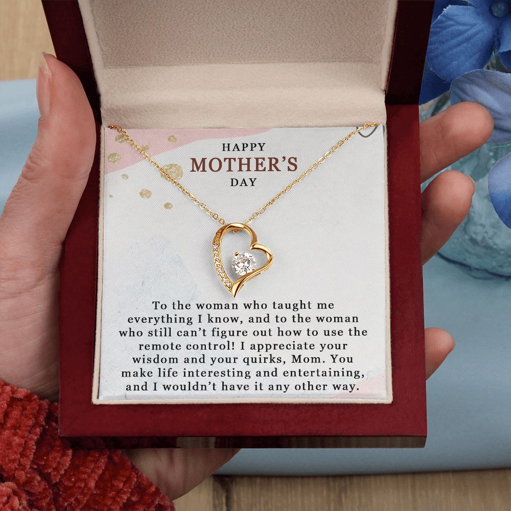 HAPPY MOTHERS DAY, FOREVER LOVE NECKLACE FOR MOM, NECKLACE WITH MESSAGE CARD, BIRTHDAY, MOTHER'S DAY GIFT FOR HER, FROM DAUGHTER/SON