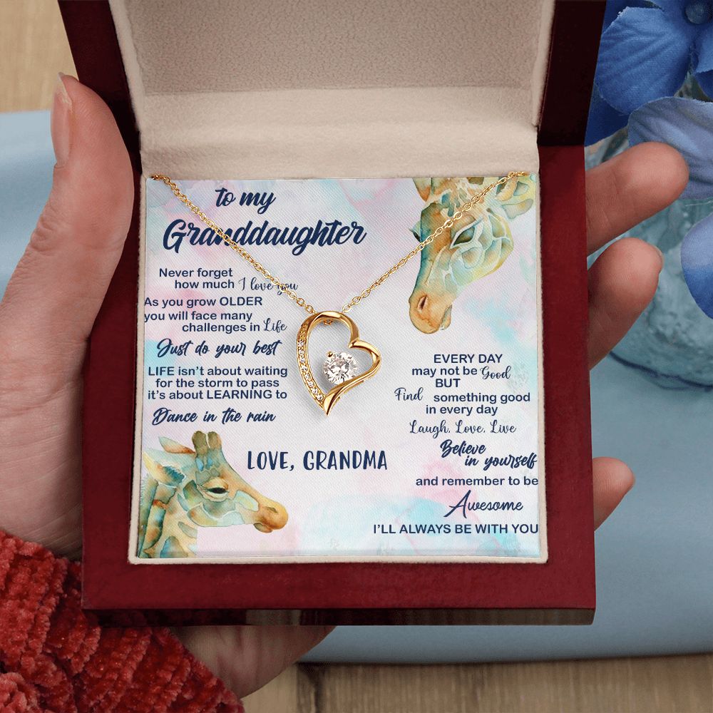 TO MY GRANDDAUGHTER, FOREVER LOVE NECKLACE WITH MESSAGE CARD FOR GRANDDAUGHTER, BIRTHDAY GIFT FOR HER, FROM GRANDMA