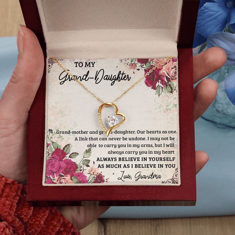 GRANDMOTHER AND GRANDDAUGHTER, FOREVER LOVE NECKLACE WITH MESSAGE CARD FOR GRANDDAUGHTER, BIRTHDAY GIFT FOR HER, FROM GRANDMA