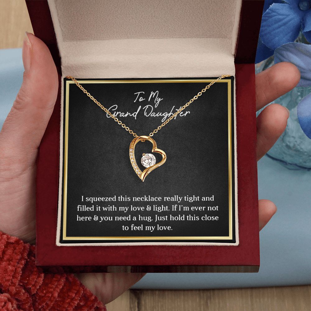 MY GRANDDAUGHTER, FOREVER LOVE NECKLACE WITH MESSAGE CARD FOR GRANDDAUGHTER, BIRTHDAY GIFT FOR HER, FROM GRANDMA/GRANDPA