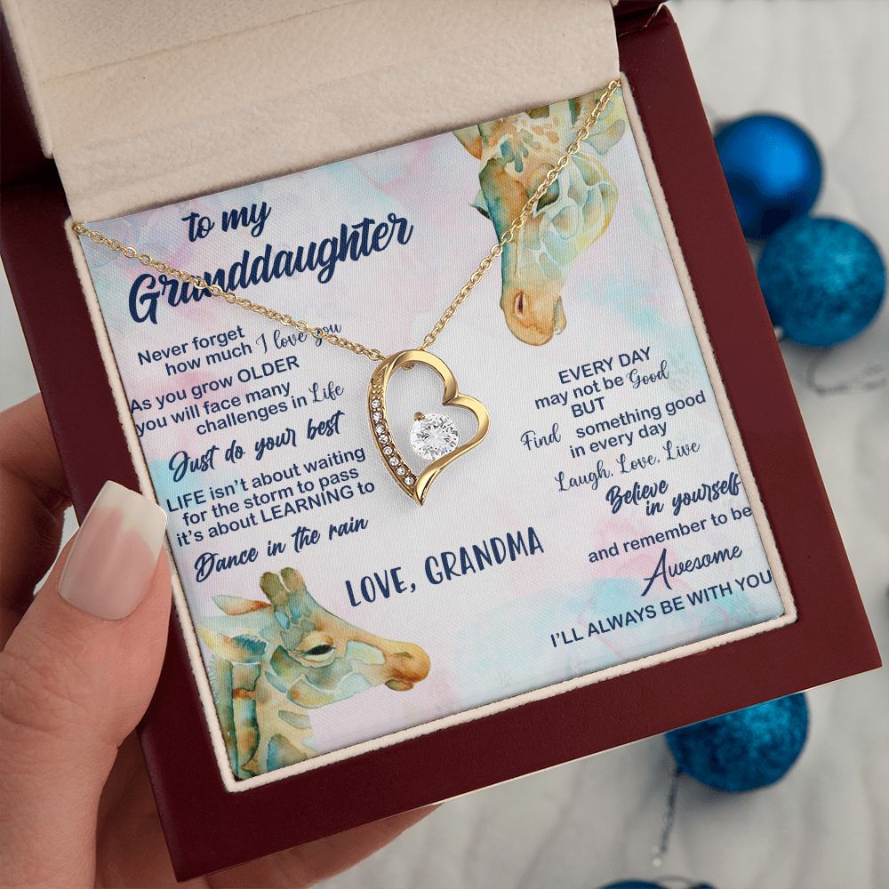 TO MY GRANDDAUGHTER, FOREVER LOVE NECKLACE WITH MESSAGE CARD FOR GRANDDAUGHTER, BIRTHDAY GIFT FOR HER, FROM GRANDMA