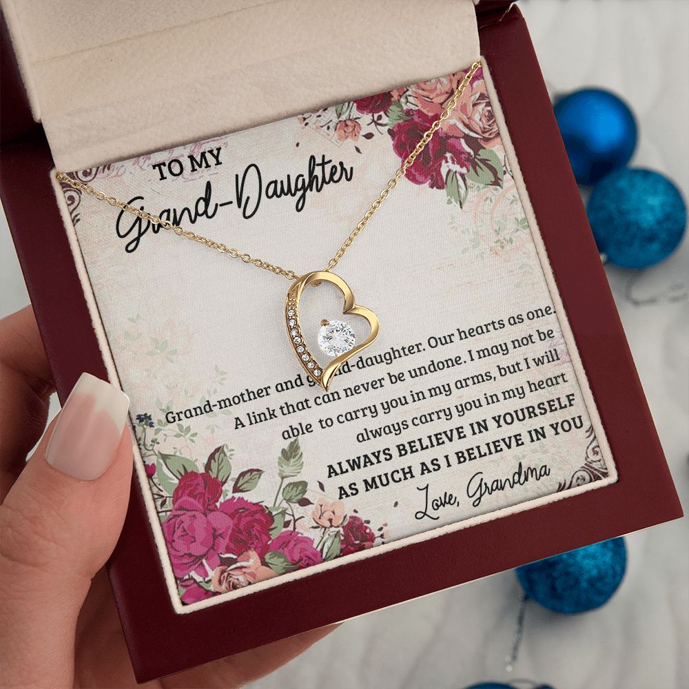 GRANDMOTHER AND GRANDDAUGHTER, FOREVER LOVE NECKLACE WITH MESSAGE CARD FOR GRANDDAUGHTER, BIRTHDAY GIFT FOR HER, FROM GRANDMA