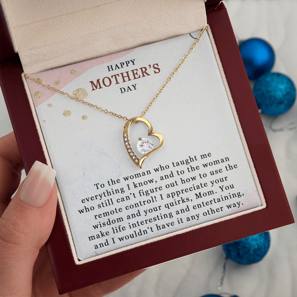 HAPPY MOTHERS DAY, FOREVER LOVE NECKLACE FOR MOM, NECKLACE WITH MESSAGE CARD, BIRTHDAY, MOTHER'S DAY GIFT FOR HER, FROM DAUGHTER/SON