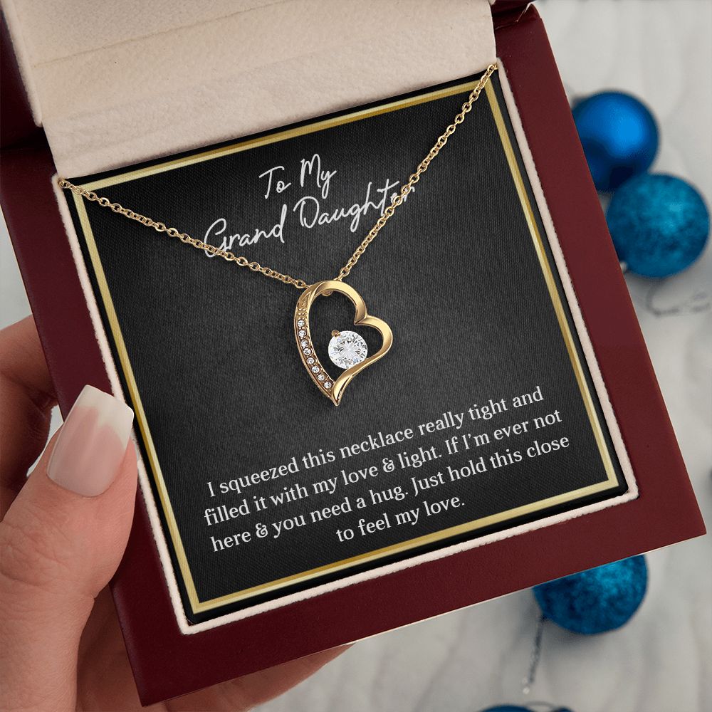 MY GRANDDAUGHTER, FOREVER LOVE NECKLACE WITH MESSAGE CARD FOR GRANDDAUGHTER, BIRTHDAY GIFT FOR HER, FROM GRANDMA/GRANDPA