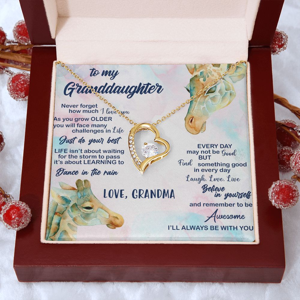 TO MY GRANDDAUGHTER, FOREVER LOVE NECKLACE WITH MESSAGE CARD FOR GRANDDAUGHTER, BIRTHDAY GIFT FOR HER, FROM GRANDMA
