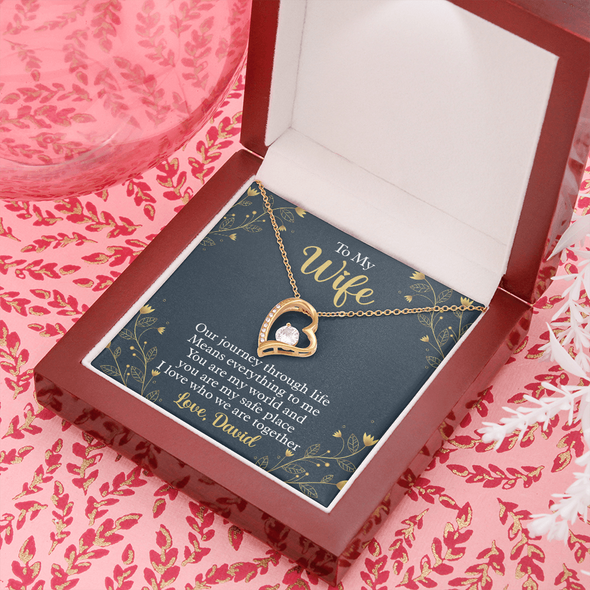 To My Beautiful Wife, Forever Love Necklace With I Love Who We Are Together Message Card, Pendant For Her, Jewelry For Her, Anniversary, Birthday, Gift For Her, Customized Message Card
