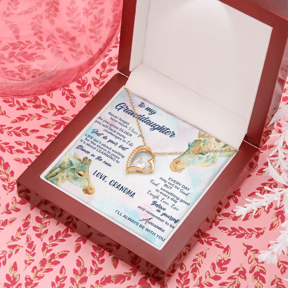 TO MY GRANDDAUGHTER, FOREVER LOVE NECKLACE WITH MESSAGE CARD FOR GRANDDAUGHTER, BIRTHDAY GIFT FOR HER, FROM GRANDMA