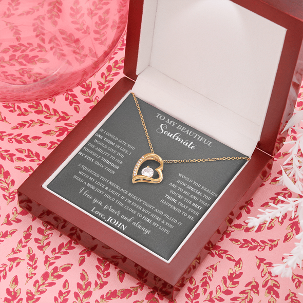 To My Beautiful Soulmate, Forever Love Necklace, Custom Pendant, Christmas, Gift For Couple, Anniversary Gift, Birthday Present, Valentine's Day, Gift For Her, Wife