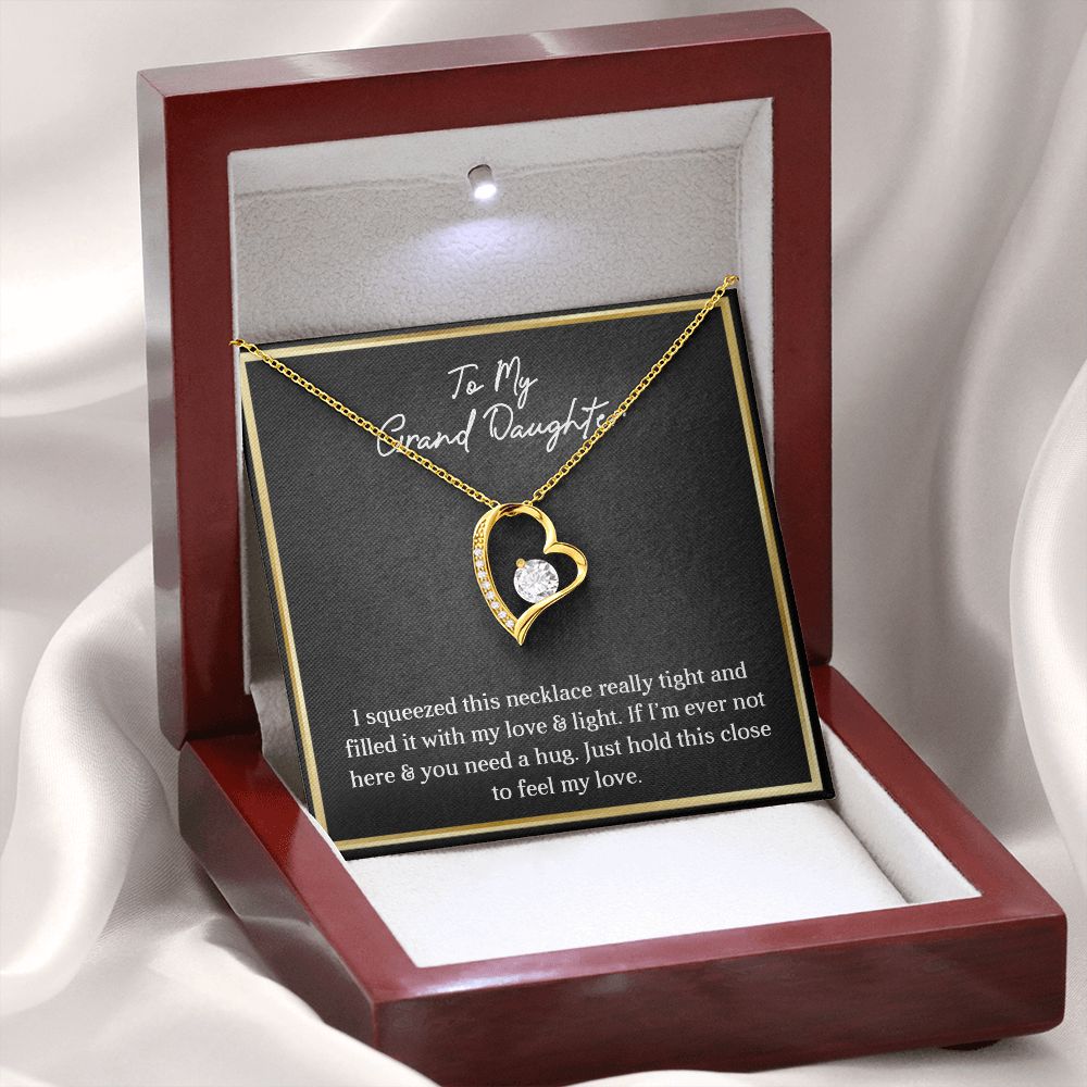 MY GRANDDAUGHTER, FOREVER LOVE NECKLACE WITH MESSAGE CARD FOR GRANDDAUGHTER, BIRTHDAY GIFT FOR HER, FROM GRANDMA/GRANDPA
