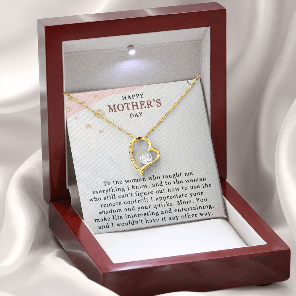 HAPPY MOTHERS DAY, FOREVER LOVE NECKLACE FOR MOM, NECKLACE WITH MESSAGE CARD, BIRTHDAY, MOTHER'S DAY GIFT FOR HER, FROM DAUGHTER/SON