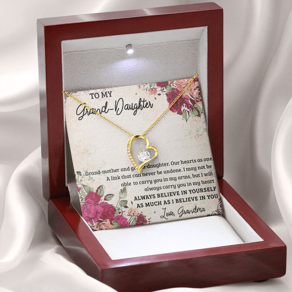 GRANDMOTHER AND GRANDDAUGHTER, FOREVER LOVE NECKLACE WITH MESSAGE CARD FOR GRANDDAUGHTER, BIRTHDAY GIFT FOR HER, FROM GRANDMA