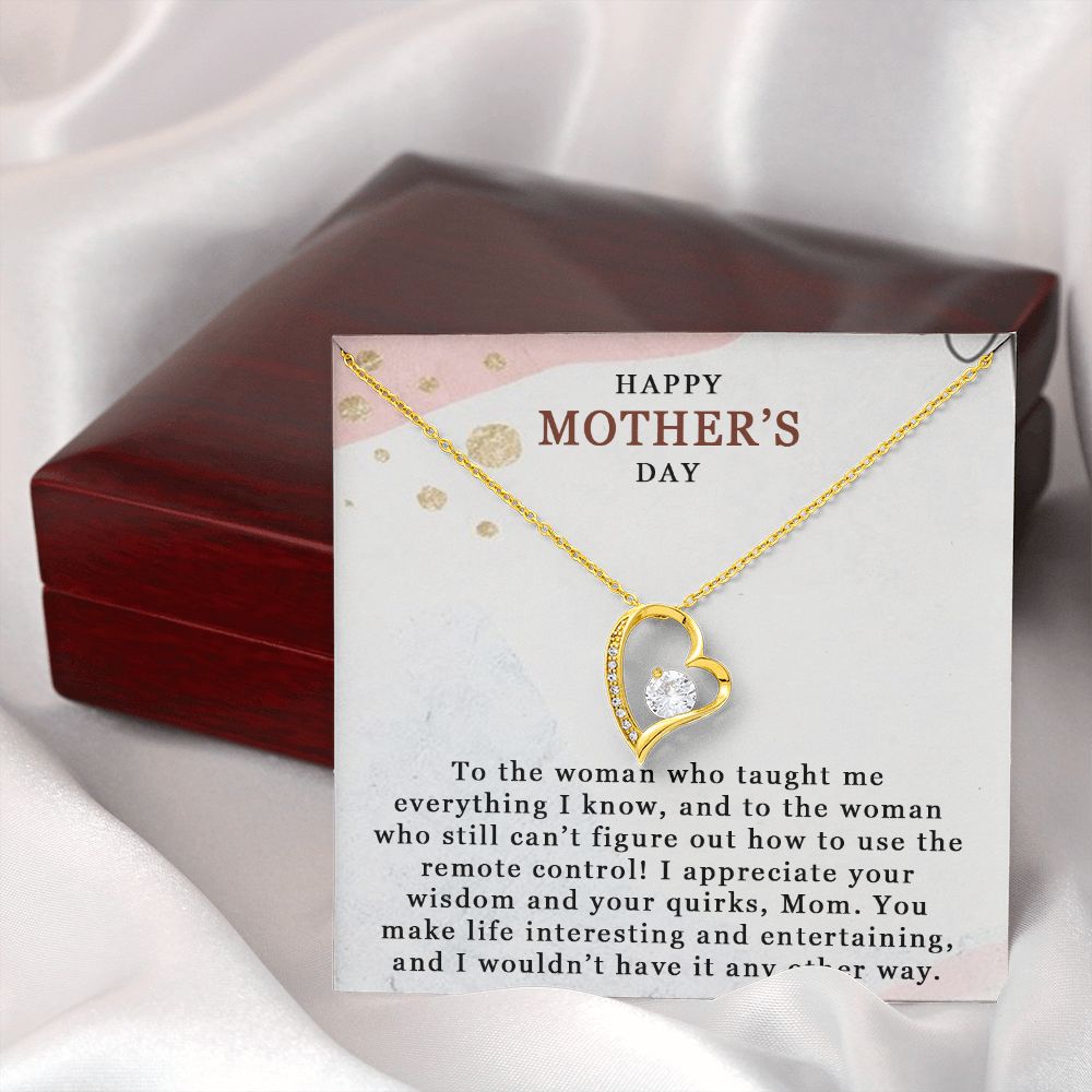 HAPPY MOTHERS DAY, FOREVER LOVE NECKLACE FOR MOM, NECKLACE WITH MESSAGE CARD, BIRTHDAY, MOTHER'S DAY GIFT FOR HER, FROM DAUGHTER/SON