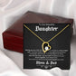 TO OUR BEAUTIFUL DAUGHTER, FOREVER LOVE NECKLACE WITH MESSAGE CARD, FROM MOM AND DAD, BIRTHDAY AND DAUGHTERS DAY GIFT FOR HER