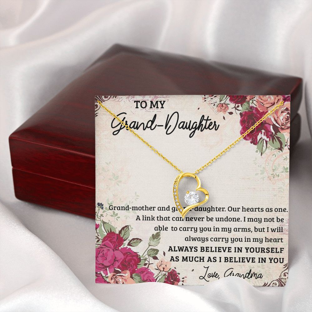 GRANDMOTHER AND GRANDDAUGHTER, FOREVER LOVE NECKLACE WITH MESSAGE CARD FOR GRANDDAUGHTER, BIRTHDAY GIFT FOR HER, FROM GRANDMA