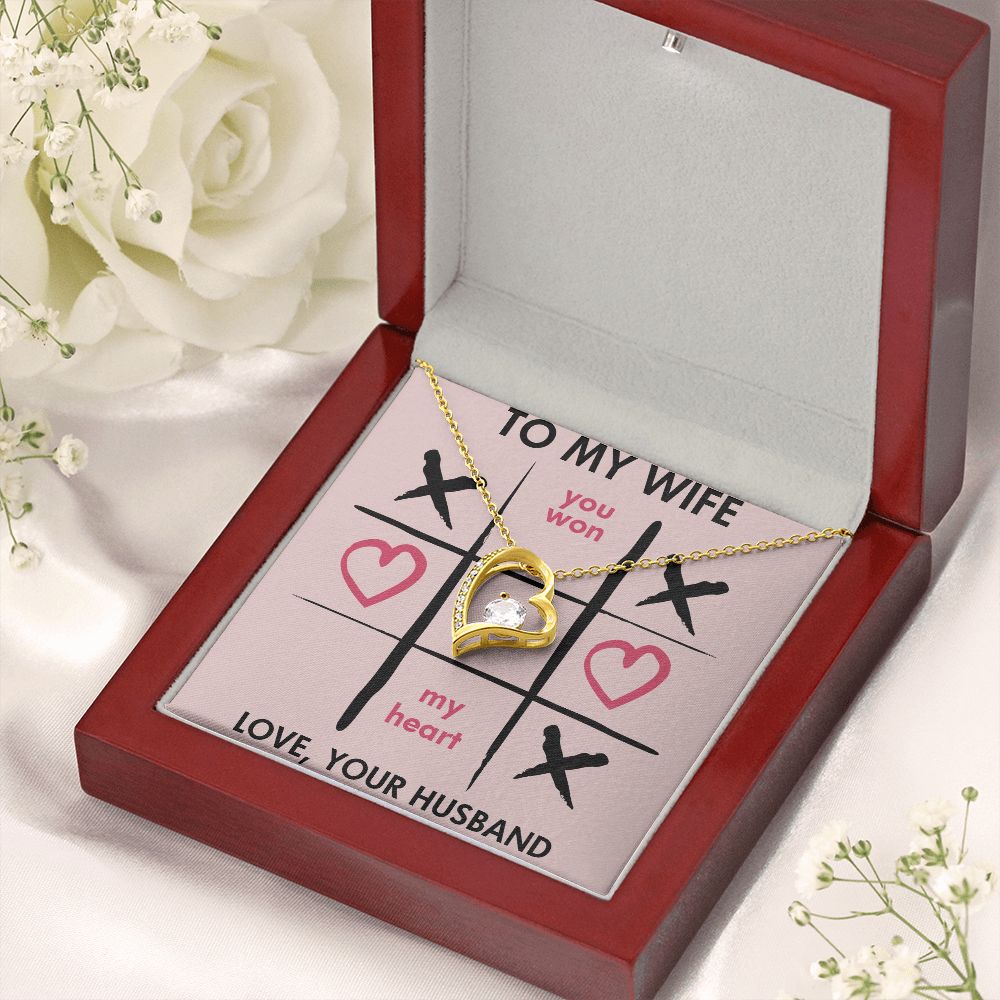 Forever Love Necklace, You Won My Heart, Wife Necklace With Message Card, Birthday Gift For Her