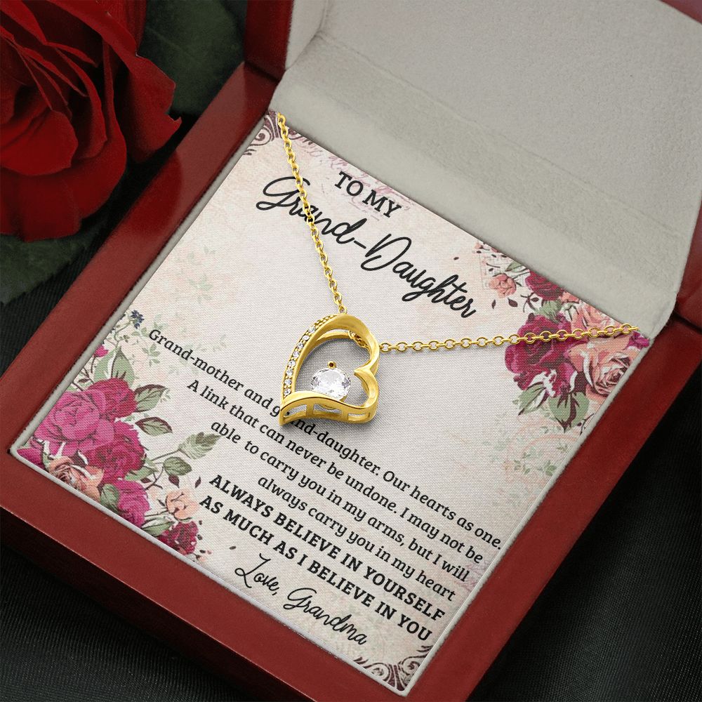 GRANDMOTHER AND GRANDDAUGHTER, FOREVER LOVE NECKLACE WITH MESSAGE CARD FOR GRANDDAUGHTER, BIRTHDAY GIFT FOR HER, FROM GRANDMA
