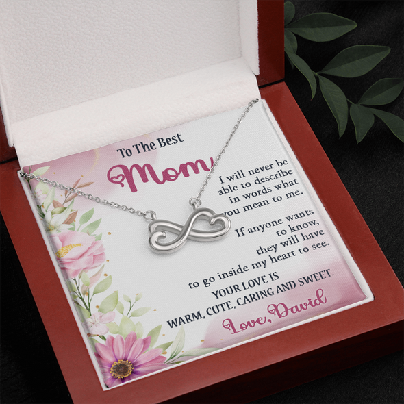 To The Best Mom, Infinity Hearts Necklace, Gift For Mom, Mother's Day Special Gift, Mom's Birthday Gift, Custom Pendant for Mom, Necklace for Mom, Precious Gift For Mom