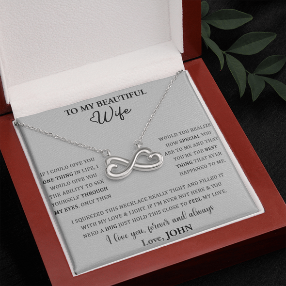 To My Beautiful Wife, Infinity Hearts Necklace, Customized Pendant For Her, Birthday Gift, Christmas, Anniversary, Gift For Her, Valentine's Day, Jewelry For Her
