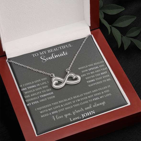 To My Beautiful Soulmate, Infinity Hearts Necklace, Custom Pendant, Christmas, Gift For Couple, Anniversary Gift, Birthday Present, Valentine's Day, Gift For Her, Wife