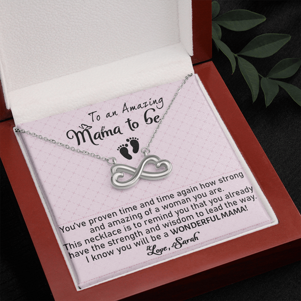 To An Amazing Mama To Be, Infinity Hearts Necklace, Customized Pendant For Newly Mom, Birthday, Mother's Day, Christmas, Anniversary, Gift For Her Valentine's Day, Jewelry For Mom
