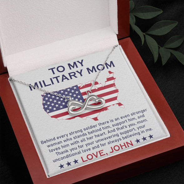 To My Military Mom, Infinity Hearts Necklace, Birthday, Mother's Day, Christmas, Anniversary, Gift For Her Valentine's Day, Jewelry For Mom, Customized Pendant For Mom