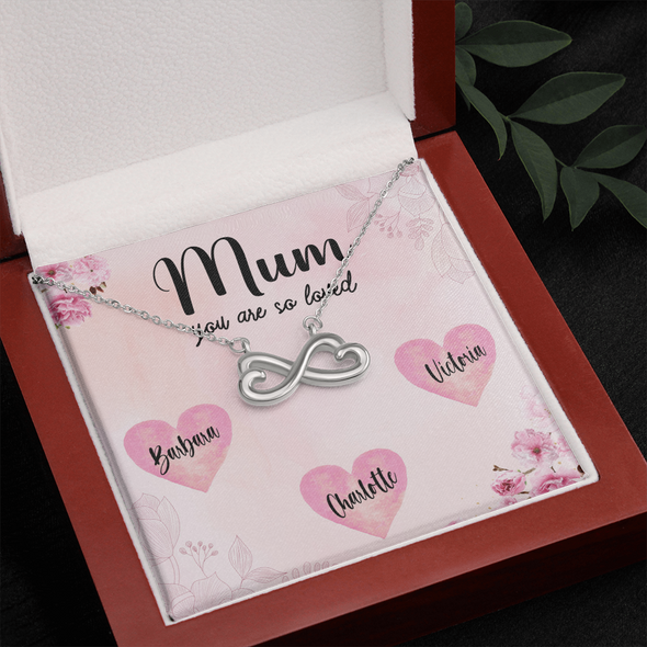 Mum Customized Pendant, Infinity Hearts Necklace, Customized Pendant For Her, Mother's Day Gift, Birthday Gift, Christmas, Anniversary, Gift For Her, Valentine's Day, Jewelry For Her