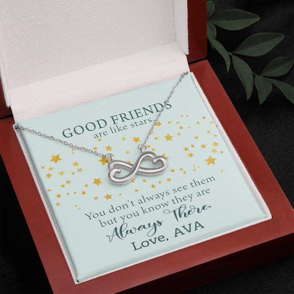 To My Good Friends, Infinity Hearts Necklace With You Know They Are Always There Message Card, Birthday, Gift For Her, Necklace for Her, Jewelry For Her, Customized Message Card