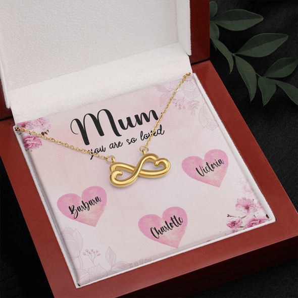 Mum Customized Pendant, Infinity Hearts Necklace, Customized Pendant For Her, Mother's Day Gift, Birthday Gift, Christmas, Anniversary, Gift For Her, Valentine's Day, Jewelry For Her